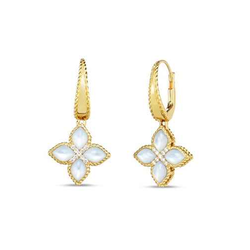 Roberto Coin Venetian Princess 18K Yellow Gold Medium Mother-of-Pearl and Diamond Drop Earrings